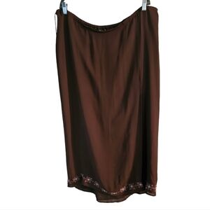 Lane Bryant. Brown Skirt with Pink Floral Trim above hem. Size 22/24. NWT.